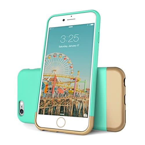 iPhone 6 Case, Flexion [Euphoria Series] Ultimate Protection Scratch Proof Soft Interior Vibrant Hard iPhone 6 Case / iPhone 6S Case (4.7) (Aqua Blue/Gold)