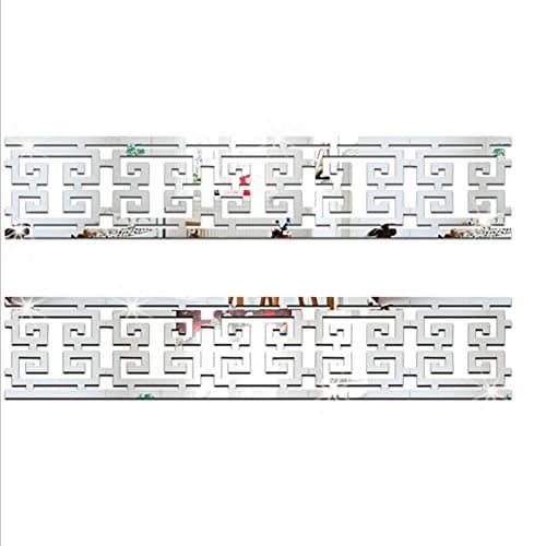 Mayfun Acrylic Hollow Wall Tile Mirror Stickers 4" Width 4" Height 10 Pcs per Set (Silver)