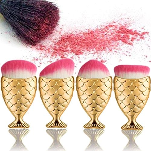 Start Gold Brush Fish Scale Fishtail Bottom Powder Foundation Makeup Cosmetic Brush (4PC All Kind Head)
