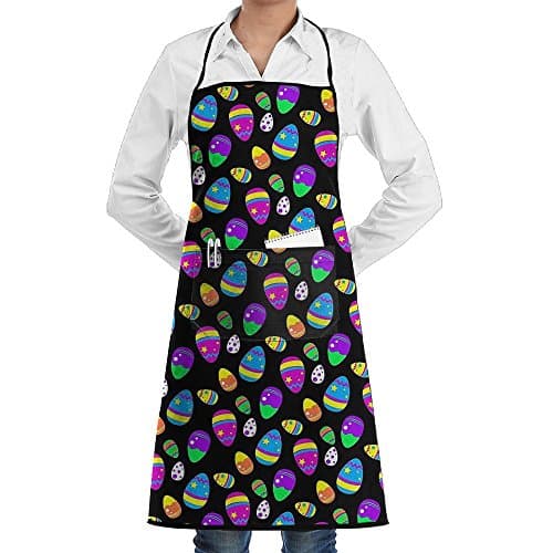 Unisex Easter Eggs Color Bib Apron Waterdrop Resistant With 2 Pockets 28.5 X 20.5" For Cooking, Baking, Crafting, Perfect Mother's Day And Holiday Gifts