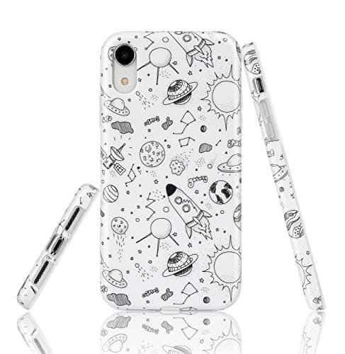 EUNSOUL iPhone XR Case, Matte White Galaxy Rocket Design Slim Thin Soft Flexible Silicone Phone Case Cover with TPU Protective Bumper for iPhone XR 6.1¡±