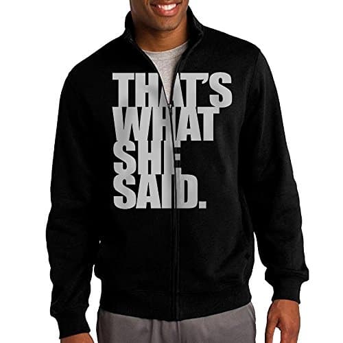 Men's Thats What She Said Solid Stand Collar Zipper Jacket Size L