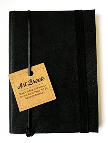 Journal to Write Black Leather with Elastic Strap Handmade Pocket Size Writing Notebook