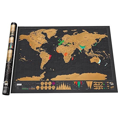 iskrun Deluxe Erase Black World Map Scratch Off World Map Personalized Travel Scratch Map Room Home Decoration Wall Stickers