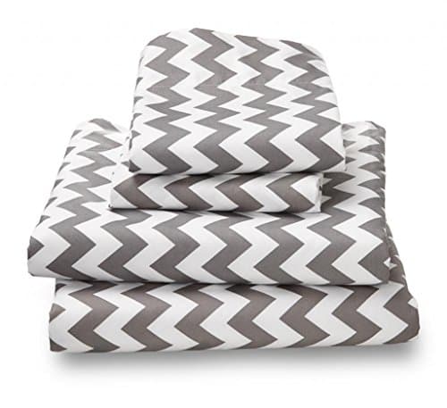 Full Sheet Set Gray Chevron - Double Brushed Ultra Microfiber Luxury Bedding Set By Where the Polka Dots Roam