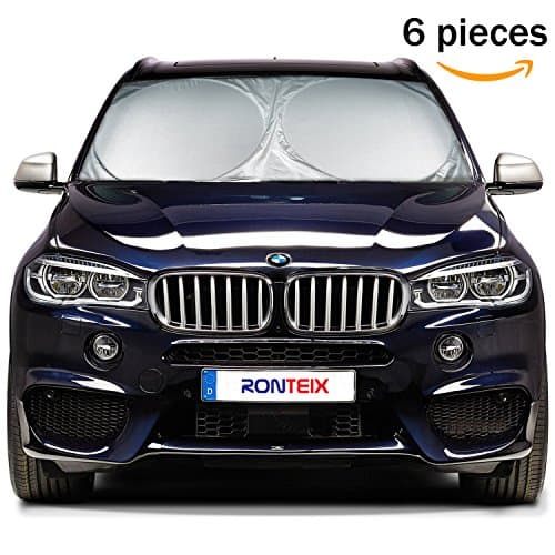 Ronteix Polyester Car Sunshade Kit Silver-coated Block UV Rays for Windshield, Side and Rear Window (6 in 1 Pack)