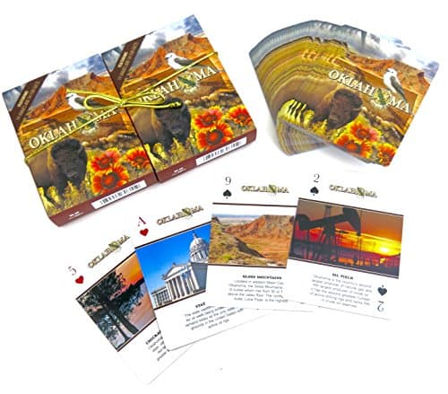 Oklahoma souvenir playing cards, Two Deck vacation gift set. With multiple views of landmarks and svedmes.