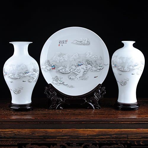 Ceramic three-set/ white vase/Simple and modern home decor/ parlor ornaments-C