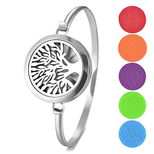 Garden Charms Aromatherapy Essential Oils Diffuser Bracelet Locket Bangle with 5 Pieces Felt Pads