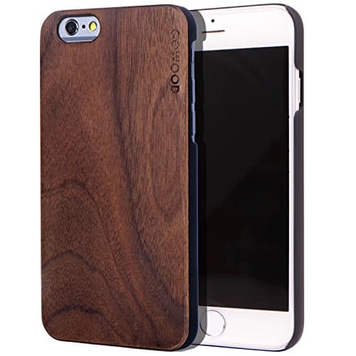 iPhone 6 / 6S Wood Case | Real Natural Walnut Backside and Durable Hard Polycarbonate Shockproof Bumper and Shock Absorbing Rubber Coating