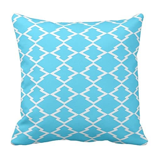 Text Print Standard Pillowcase Cover Geometric Pattern Lattice Grid Checks Sky Blue Throw Pillow Cases Home Decor Coshion Cover 20X20 Inch