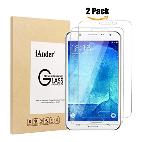 Galaxy J7 screen protector,[2-PACK] iAnder Premium Tempered Glass Screen Protector for Samsung Galaxy J7 [0.26mm Ultra Thin 9H Hardness 2.5D Round Edge]