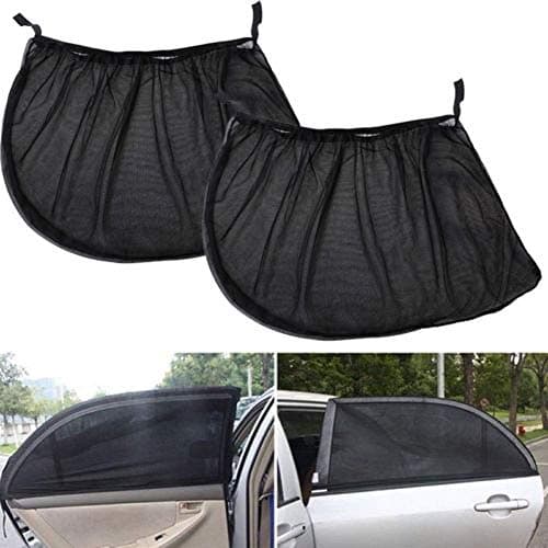 Tidodo 2Pcs Universal Fit Slip on Stretchable Mesh Protective Side Window Car Sunshade, Car Window Sock Shade UV Protection for Baby and Family, Back Window