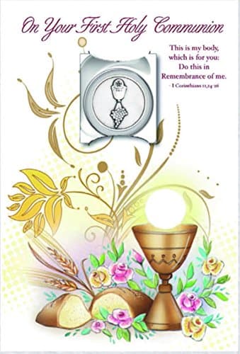 Premium First Holy Communion Card with First Communion Token with Envelope (1 Card with Token)