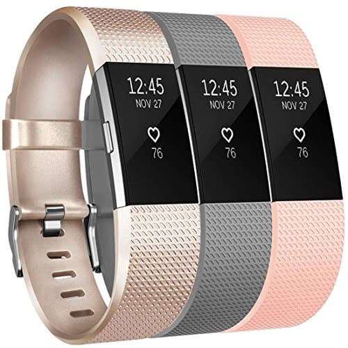 Yandu Replacement for Fitbit Charge 2 Strap (3 Pack), Watchbands Soft Comfortable Accessory Straps for Fitbit Charge 2