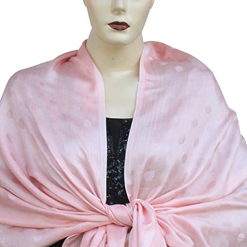 Pashm Silk Soft Pashmina Feel Solid Color with Dotted Design Stole Shawl 78"x28"