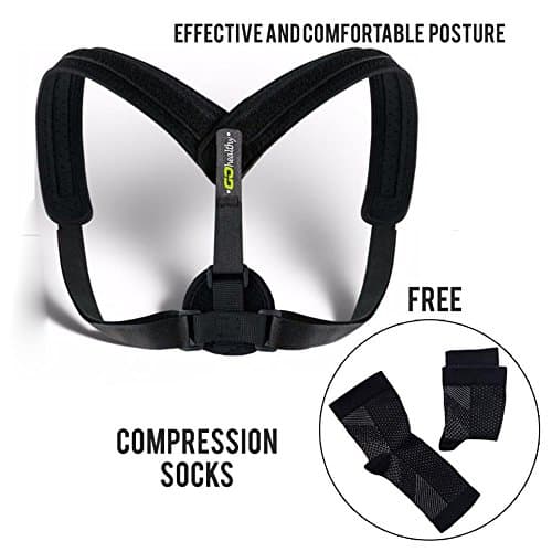 Back Posture Corrector for Women and Men. Free Compression Socks. Adjustable Clavicle Support Upper Back Neck Pain Relief - Shoulder Hunch Back Postural Correction faja para espalda