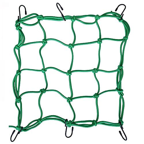 UOOU 12" x 12" Elasticated Bungee Luggage Cargo Net featuring 6 Adjustable Hooks &amp; Tight for Motorcycle ATV Green