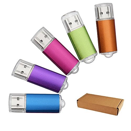 JUANWE 5 Pack 8GB USB Flash Drive USB 2.0 Thumb Drives Protective Cap and LED Indicative Design Jump Drive Memory Stick Compatible with Computer/Laptop/External Memory Storage(5 Mixed Color)