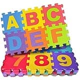 Happy GiftMart 36 Pcs Eva Foam Puzzle Mats Interlocking Learning Alphabet and Number Jigsaw Style Tiles