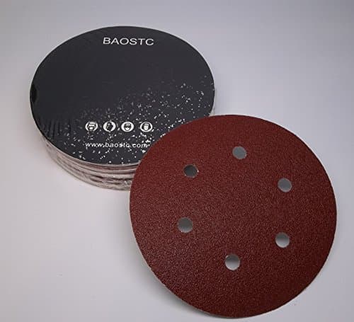 BAOSTC 6" 6 holes assorted120-180-240,hook and loop sanding disc,50PACK