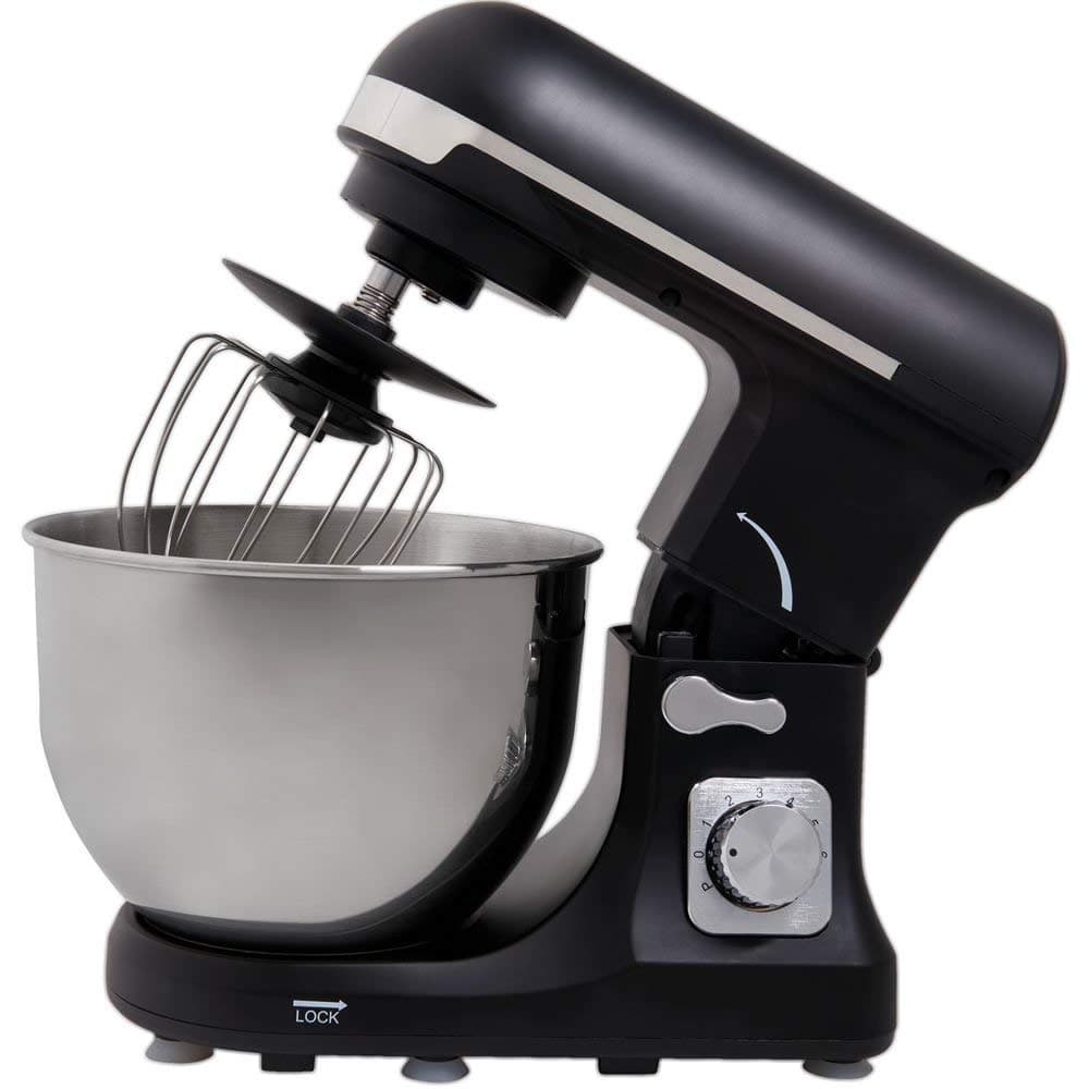Fine Elements Stand Mixer – 1000 W – 6 Speed Setting – Black - Perfect Home Baking, Healthy Pastries – with Attachable Dough Hook, Beater and Whip