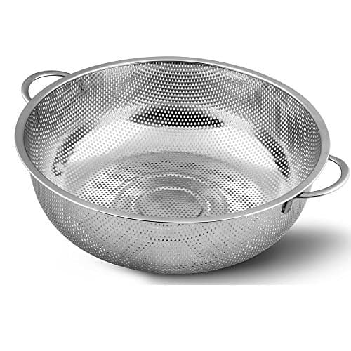 OTHERMAX 5-Quart Kitchen Stainless Steel Colander - Micro-Perforated Strainer for Fruits, Vegetables and Rice - Silver