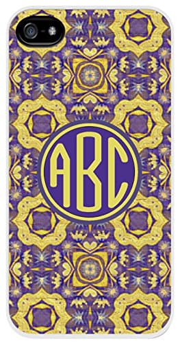 Personalized Monogram Arabian Knights Yellow Purple Pattern iPhone 5/5s Case Cover *RUBBER*