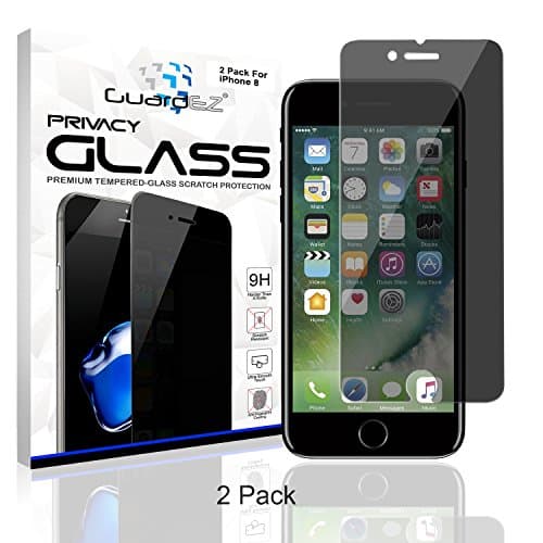 2 Pack GuardEZ iPhone 8 Privacy Screen Protector , Anti-Spy iPhone 8 Tempered Glass Screen Cover 9H Hardness and Easy Install Screen Protector for Apple iPhone 8 4.7 Inch