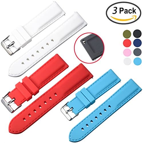 STYLELOVER 3 Pack Quick Release Silicone Watch Bands,Premium Soft Rubber Watch Straps for Men or Women 20mm 22mm