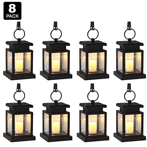 Solar Lights Outdoor,Solar Lantern,Auto Sensor Solar Light,Warm White,Candle Light,Security Landscape Night Light,Beach Umbrella Tree Pavilion Garden Yard Lawn Lighting Lantern(8 Pack)