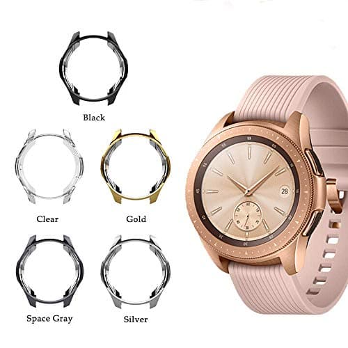 [5 Pack] Uborui TPU Scractch-Resist Cover Protective Bumper Shell Protective Band for Samsung Gear S3 Frontier SM-R760 Case/Samsung Galaxy SM-R800 Watch Case 46mm,Black+Clear+Gray+Silver+Gold