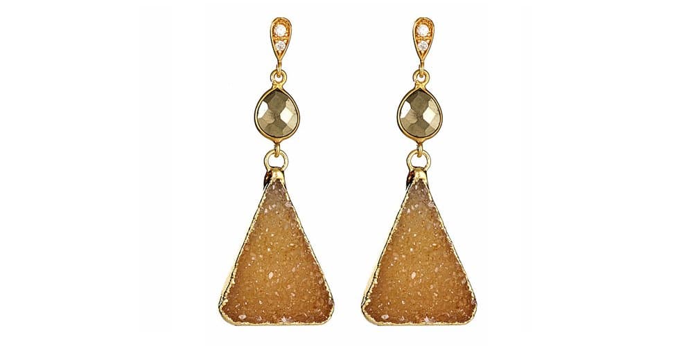Triangle Druzy with CZ Pave Earrings