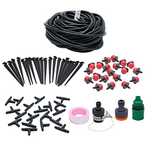 Irrigation Kit , JELEGANT 49ft Micro Irrigation Drip System Watering Systems Water Saving Drip Irrigation Water Automatic Kit For Garden Hanging Baskets Pot Plants Flower Beds Borders Greenhouses
