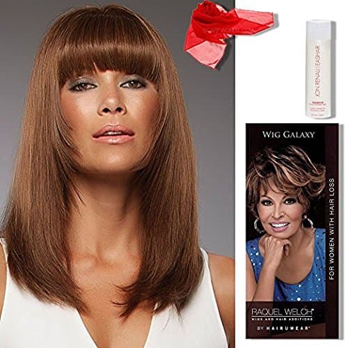 4 Item Bundle:(#717) Sienna Wig by Jon Renau, Human Hair Shampoo, Chiffon Scarf, Hairuwear Hairloss Booklet (Chocolate Cherry)