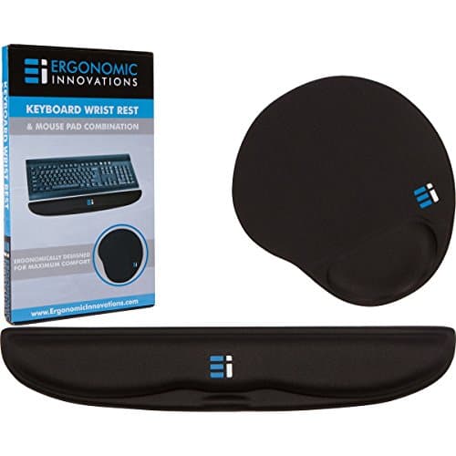 Gel Keyboard Wrist Rest Pad – Set Includes Mouse Pad with Wrist Rest Support for PC and Mac Computer Desks | Effective Protection for RSI &amp; Carpal Tunnel | Black Curved Silicone Gel Palm Rests (FIRM)