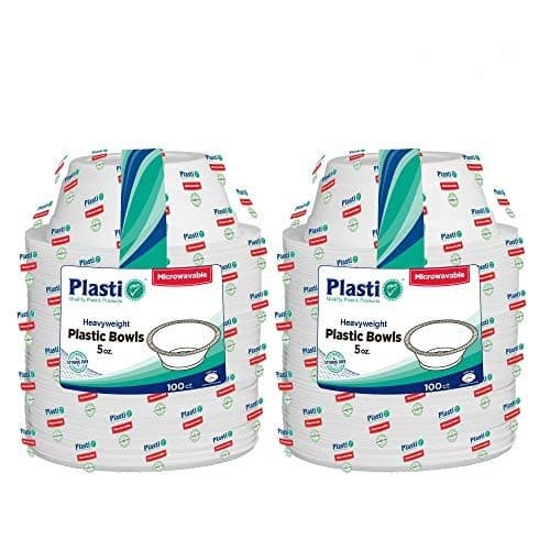 [200 Count] Plasti Plus Disposable Plastic White 5 oz Heavy Weight Dessert Bowls, Great For Weddings, Home, Office, School, Party, Picnics, Take-out, Fast Food, Outdoor, Events, Or Every Day Use,
