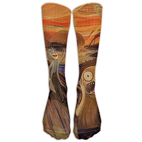 Over-the-Calf Compression Socks Rick And Morty Training Socks Crew Athletic Socks Long Sport Soccer Socks Comfortable Knee High Sock