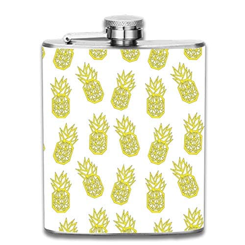Pineapples Background Flask 7 oz Premium Shot Flasks 304 Highest Food Grade Stainless Steel Leak Proof Slim Hip Flasks
