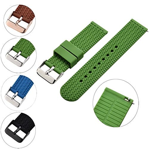 XiangMi Silicone Replacement Watch Band,Quick Release Soft Rubber Strap - Waterproof, Textured Tire Pattern – Choice of Colors, 18, 20&amp; 22mm Watch Strap