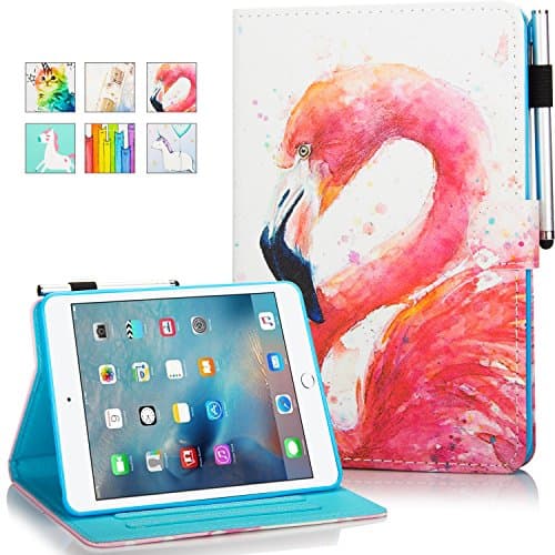 iPad Mini Case, Mini 4 Mini 2/3 Case Cover, MonsDirect Smart Kickstand PU Leather Case Flip Wallet Protective Cover Compatible with Apple iPad Mini 1 2 3 4, Red Firebird