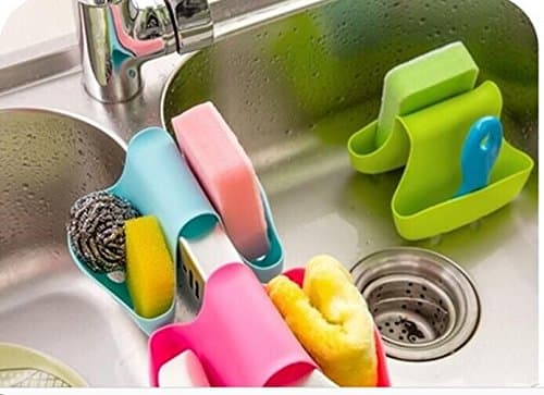 Dhrob Double Sink Caddy Saddle Style Kitchen Organizer Storage Sponge Holder Rack Too A variety of color random delivery