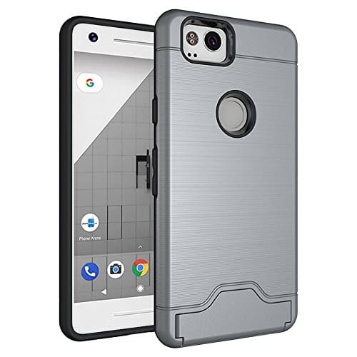 Baobeir Google Pixel 2 Case,Shockproof Heavy Duty Full Protective Cover with Credit Card Slot and Kickstand for Google Pixel 2 5.0 Inches (2017 Release) (Gray 0)