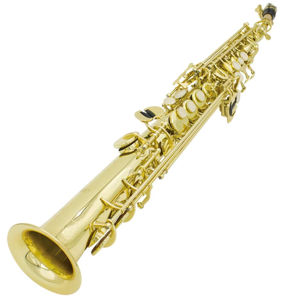 BLKykll Soprano Saxophone B Flat Straight Saxophone White Shell Button Brass Paint Gold with Gloves Cleaning Brush Other Accessorie Suitable for Band Performances and Individual Performances