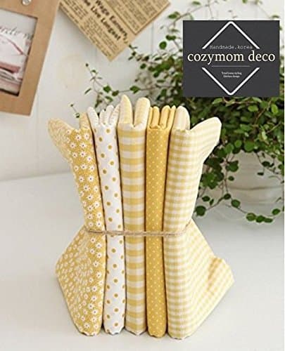 Cozymom Lot 5 SET Patchwork Yellow Dot Check Cotton Fabric Fq(27x45cm)