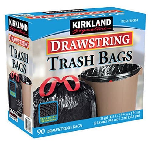 33 Gallon Black Drawstring Trash Bag 90 Count, New!!!