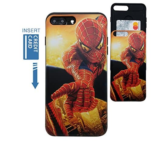 [iPhone 7 Plus Wallet Case/iPhone 8 Plus Wallet Case] KUBRICK Card Holder Slide Cover Bumper Phone Case Dual Layer Protection UV Printing (Spider-Man)