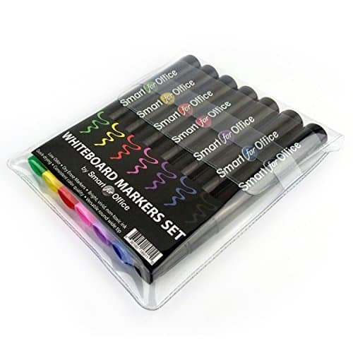 Whiteboard Marker Set by Smart for Office, 7 pack, Low-Odor, Long Life, Dry Erase, Round Wide Tip, Quick Drying, For Office, Classroom and Home, Remarkable Vivid Assorted Consistent Most Wanted Colors