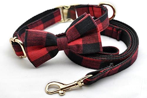 Buffalo Plaid Bow Tie Collar and Leash Set