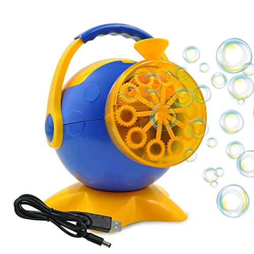 LEAZEAL Baby Bubble Machine with USB Charging Cable, Automatic Bubble Maker for Outdoor or Indoor Birthdays Party &amp; Disco Use (Blue)